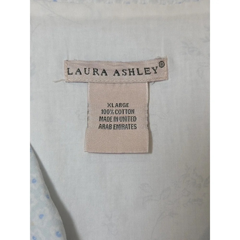 Vintage Laura Ashley Nightgown Blue Cotton‎ Floral Rose Cottage Prairie XL UAE